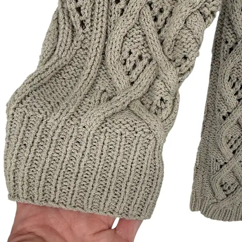 Alfred Sung Sport Vintage Cable Knit Fisherman Crew Neck Sweater Size Small