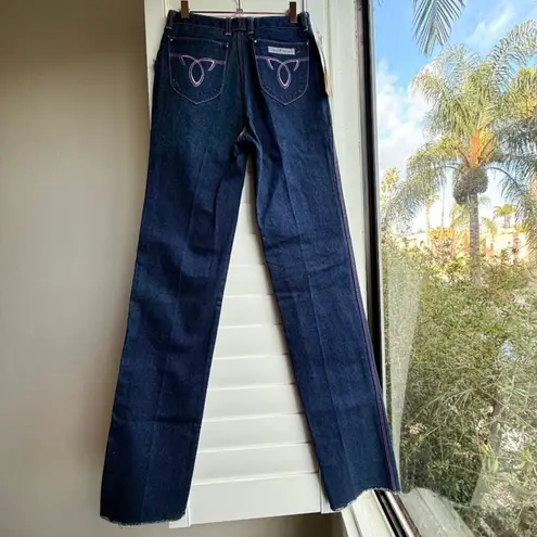 VTG 1970s Sergio Valente Pink Topstich Straight Leg Blue Jeans 27" NWT deadstock