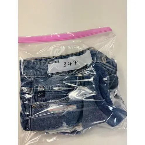 Kancan Distressed Cutoff Denim Shorts Rainbow Detail Women's Size L Blue Size L