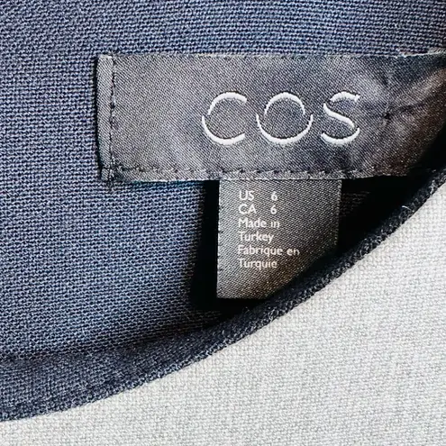 COS Navy Blue Gray Stretch Midi Shift Dress Size 6