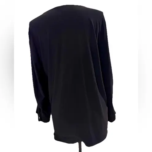 Slim Factor by Investments Women’s Large Black Jersey Silver Chain Top, Pull On