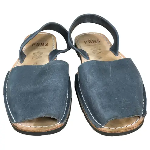 PONS Avarcas Menorca Spain Sandals Blue Leather Peep Toe Slingback Women’s 10