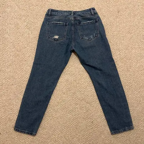 American Bazi distressed, straight leg, blue jeans women size 3