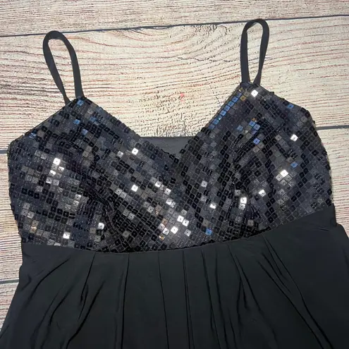 VTG y2k R&M Richards Black Sequin Babydoll Top USA Made Party Womens 10 Elegant