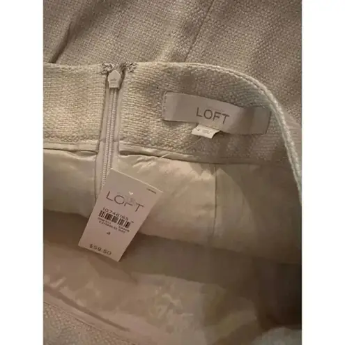 Loft  Tan A-Line Skirt Size 4 NWT Linen Blend Contrast Hem Classic Work Chic thumbnail 5
