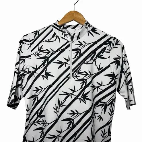 Tail Womens Golf Polo Top Size M Bamboo Stripe Black White Quarter Zip Stretch Size M