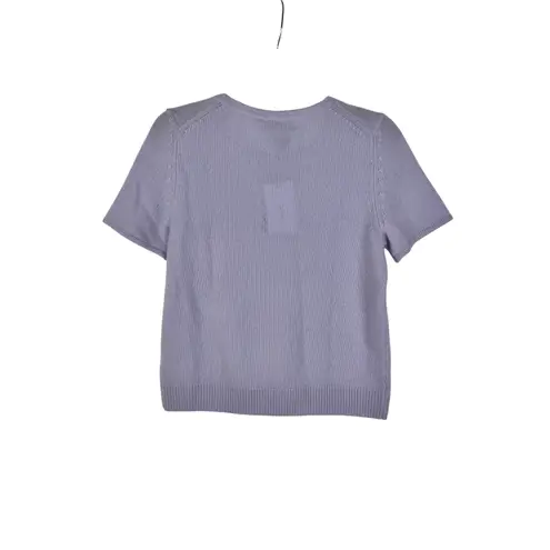 C by Bloomingdales Cashmere Short Sleeve Top Sweater Crew Neck Periwinkle M Purple Size M