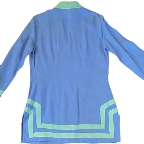 Sail To Sable EUC Linen Tunic Top Blue Mint Green Size Medium