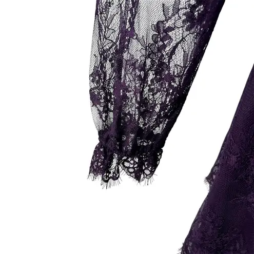 Likely Revolve NYC Purple Lace Mini Dress Long Sleeve Size 10 Sheer Plum ($278)