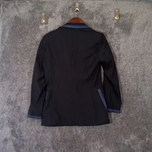 Sandro Blue Blazer with Contrast Trim Old Money Business Preppy Womens 40