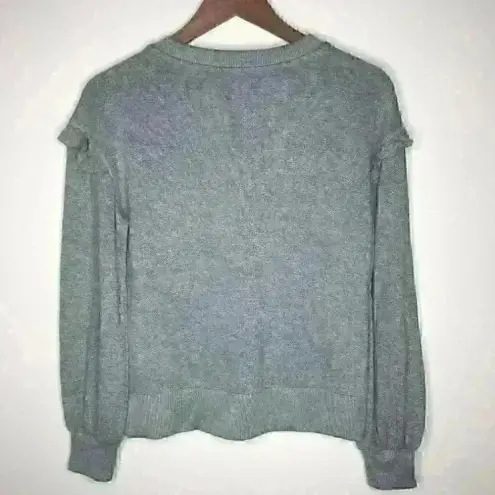 Tahari  Gray Heather Ruffle Sleeve light weight sweater Sz‎ S
