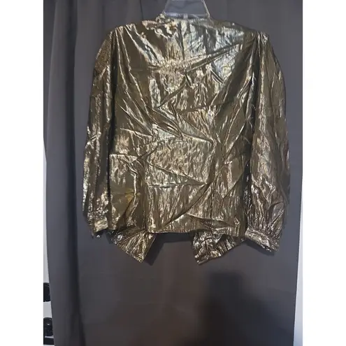 JH Collectibles Gold Blouse, Petite Size 6, Metallic Evening Top, Long Sleeves