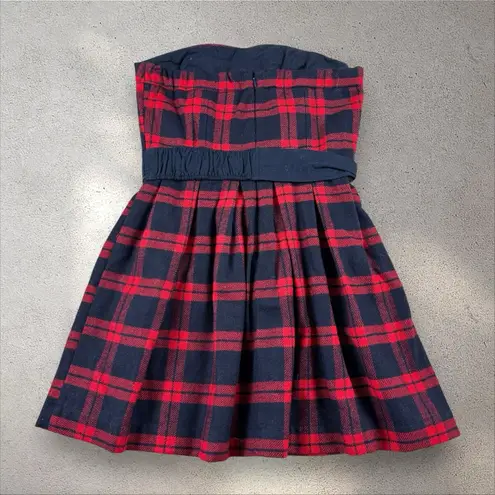 Vtg Y2K Abercrombie & Fitch Wool Mini Strapless Dress Buffalo Plaid Sz‎ 2