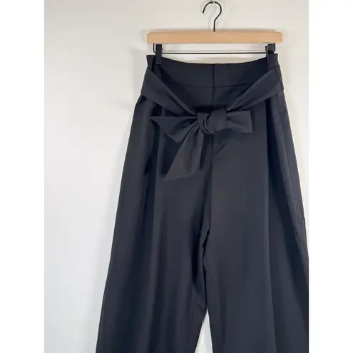 Club Monaco Womens Pants Black Izabelah Culottes Wide Leg Wool Waist Tie Size 10