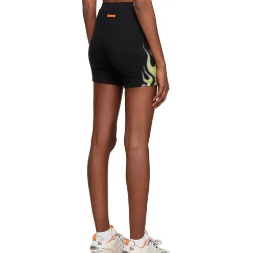 Heron Preston Flames Biker Shorts Size XS 5” Streetwear Sporty Chic Black Active