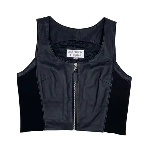 Vintage Brandon Thomas Genuine Black Leather Motorcycle Vest Women's Size Small