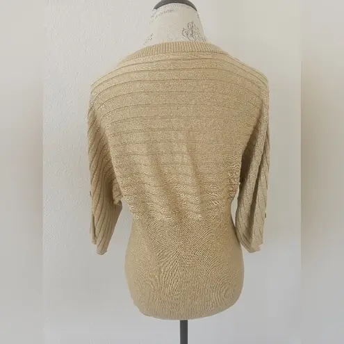 Joseph A  Gold Lurex Quarter Sleeve Dolman Sweater Size L
