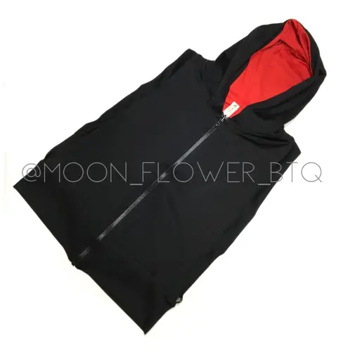 Body Language Reversible Sleeveless Hoodie Black & Red – Edgy Open Side Zip