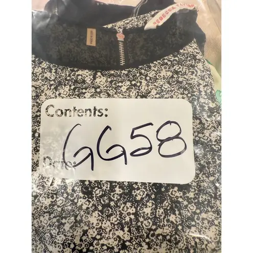 Rebecca Taylor Short Sleeve Ombre Floral Print 100% Silk Top Black Women Size 4