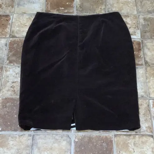 Etcetera Brown & White Zebra Print Velvet Midi Straight/Pencil Skirt Size 8 - Image 4