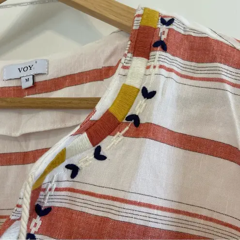 Voy linen blend embroidered top Pink Size M