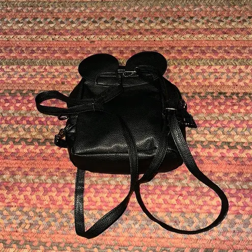 MOUSE EAR W BOW VEGAN LEATHER BACKPACK MICKEY MINNIE Black