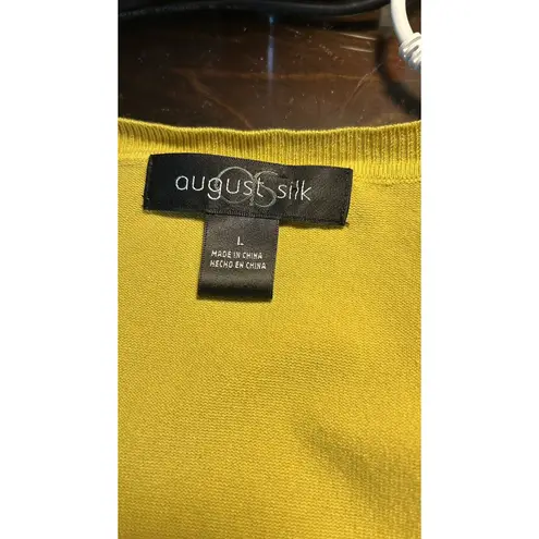 August Silk Knit Top Women L Mustard Silk Blend Sleeveless Casual Preppy Office