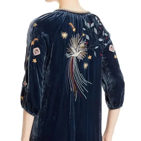 Johnny Was embroidered Selah Velvet Puff Sleeve Raglan Dress NWT RARE