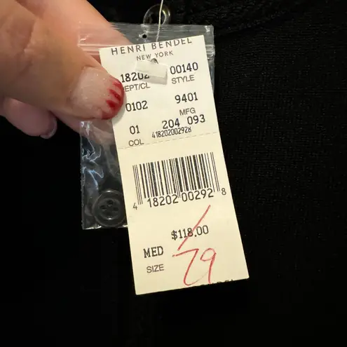 Henri Bendel NWT New York Silk Blend Basic Cardigan Black M Deadstock