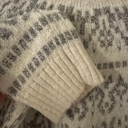 J.Jill  sz XS Womens Oversized Gray White Chunky Knit Pullover Sweater Cozy Cabin