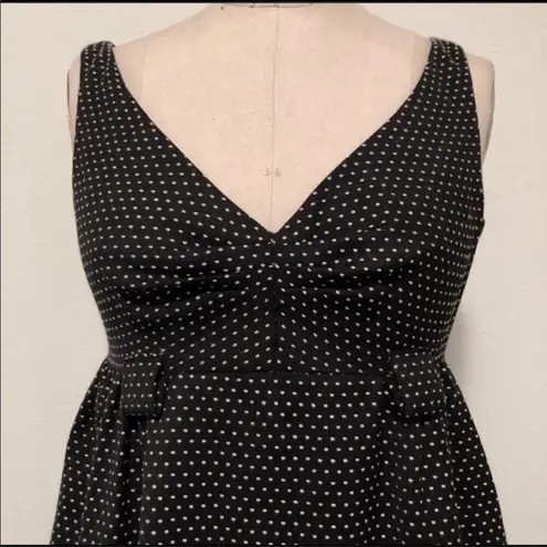 Milly  Black White Sleeveless Swiss Dot Wool Dress