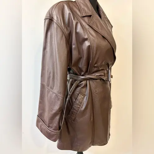 Spiegel Vintage Together Genuine Leather Short Trench Coat Brown Size Medium