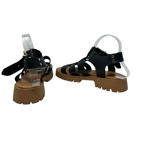 275 Central Isaiah Sandals Fisherman Chunky Leather Black Size 40 US 10