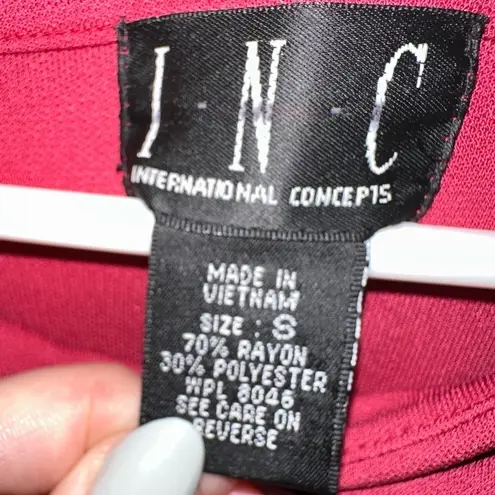 INC International Concepts Draped Cowl Neck Sleeveless Bodycon Red Midi Dress