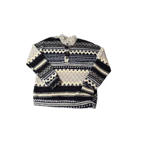 Como vintage Aztec Print Sherpa Fleece Pullover Sweater Size L