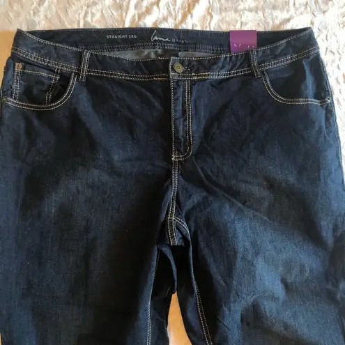 Lane Bryant Blue Straight Leg Cuffed Jeans Size 24