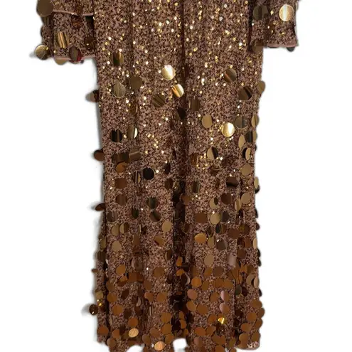 Mac Duggal style 94016 3D hanging disco Sequin copper Evening party Dress SZ 12
