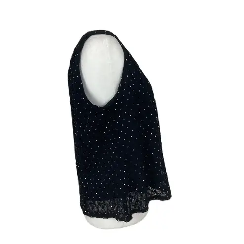 R & M Richards  VTG 90s Glam Black Sequin Sleeveless Nylon Blend 16 WP NWOT
