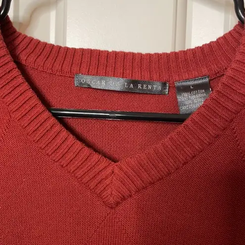 Oscar de la Renta red vneck sweater Large