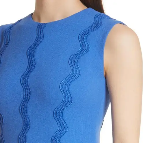 Lela Rose Women's Cobalt Blue Wave Lace Trim Sleeveless Fit & Flare Dress sz 10