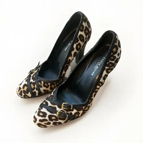 Karen Millen Leopard Heels Size 6 Pumps Pony Hair Snakeskin Leather Buckle