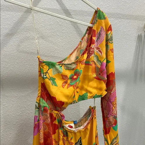 Farm Rio /Anthropologie Floral One-Shoulder Maxi Dress Sz M