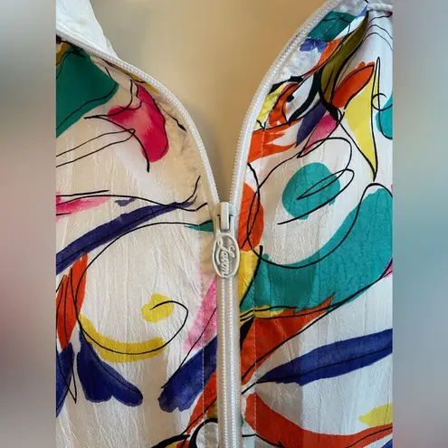 Lavon Vintage 90s Colorful Abstract Print Windbreaker Track Jacket Women Large