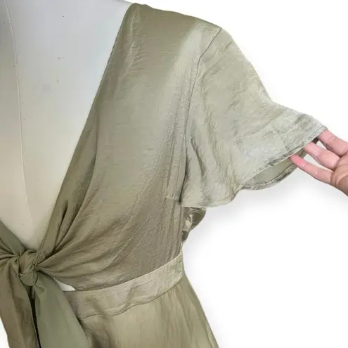 Billy J Sunny Daze Olive Green Tie Front Cutout Dress Size 14