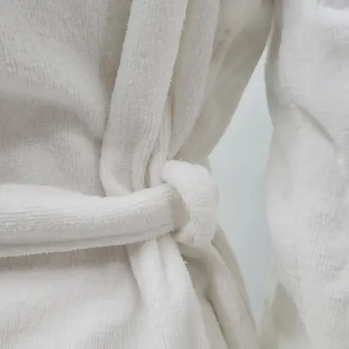 Lillian Vernon Terrycloth Robe Womens Large White 100% Cotton Collared Belted