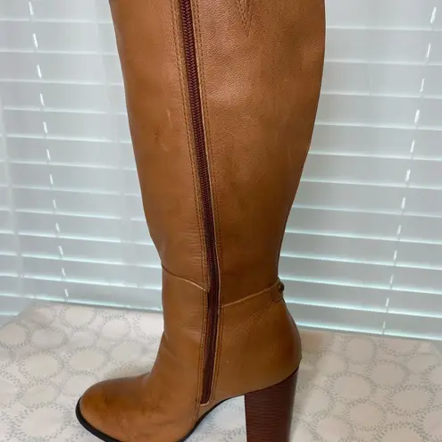Liz & Co Brown Knee High Heeled Leather Boots 7.5