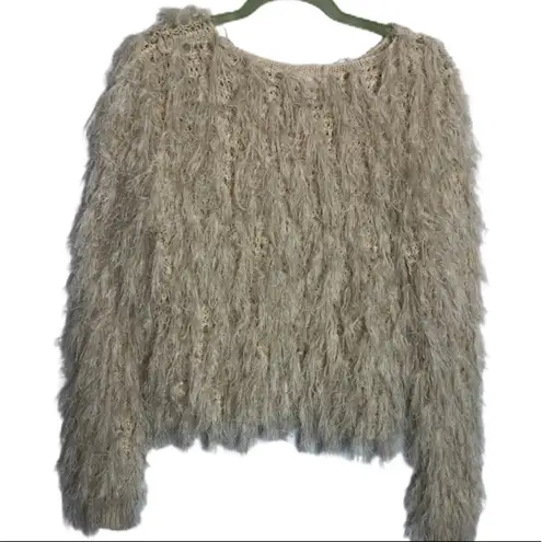 Missguided beige fuzzy pullover sweater