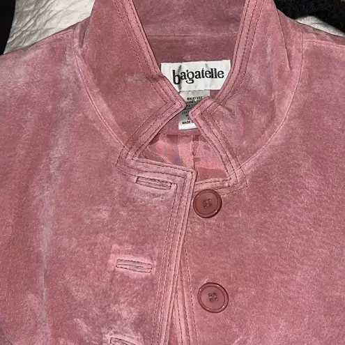 Bagatelle Pink/Mauve Suede Leather Vintage Jacket/Coat Women size 12