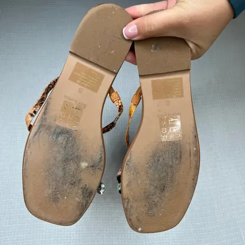 Madewell  Lyra‎ Slide Snake Print Leather Criss Cross Strap Flat Sandals Size 8