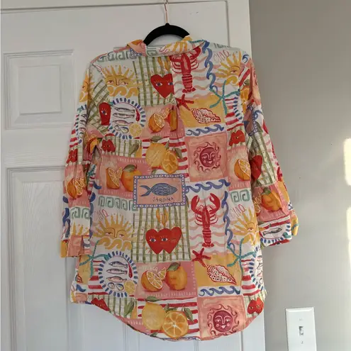 Calypso St. Barth Anthropologie Linen Blend Beach Vacation Lobster Shirt Maine - Image 7